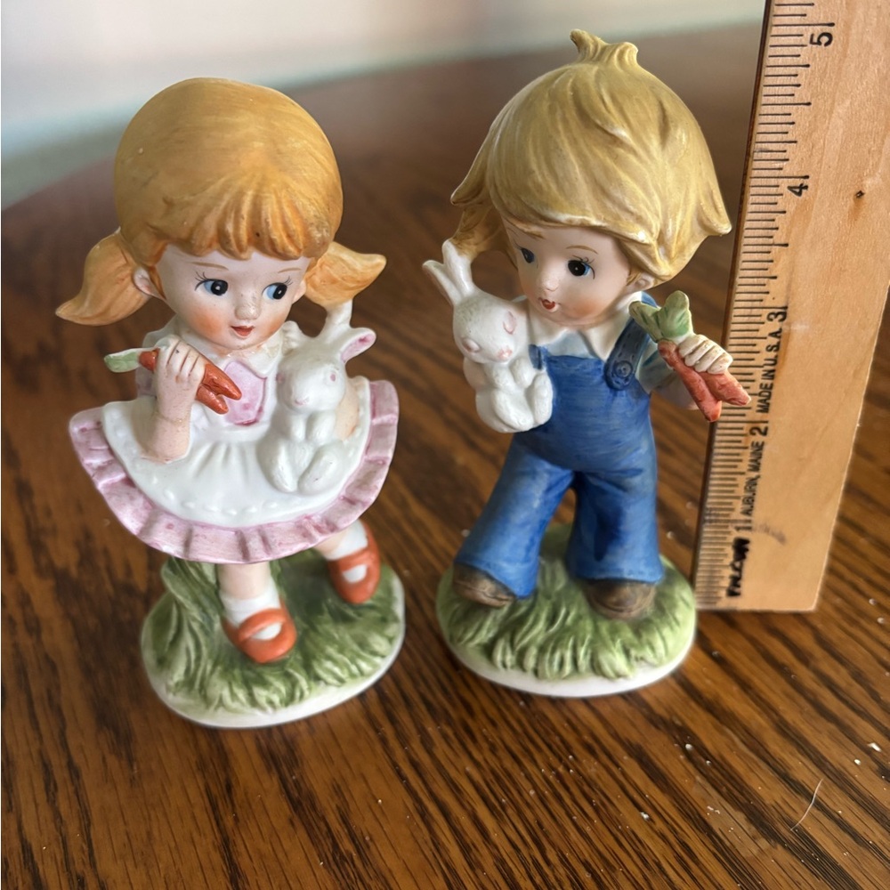 Enesco Figurines with Pink and Blue Outfits